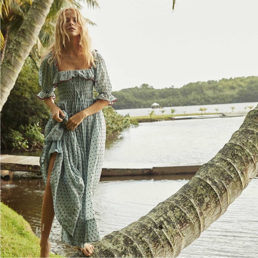 Doen Sol Dress azure Swiss dot XS